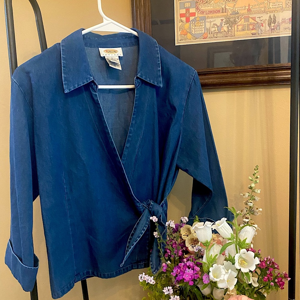 90s Talbots tie v-neck top
